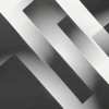 Minimalist abstract design featuring black and white geometric shapes in grayscale.